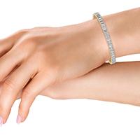 Bracelet tennis de luxe en or rose, diamant de laboratoire taille émeraude 16,50 carats total, à quatre griffes, couleur E-F, clarté VS+, lumineux