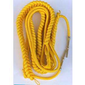Cordón trenzado de Mylar con borla de aguilleta de seda amarilla británica, material mixto de algodón con punta de latón de malla para uniformes o bolsos - Product Image 1