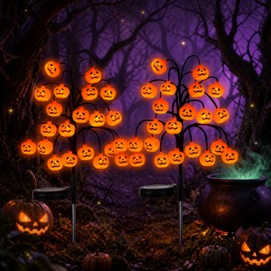 Guirnalda de Luces LED con Forma de Calabaza de Halloween, Decoración de Jardín para Exteriores, Lámpara Nocturna LED, Luz Blanca Cálida, Adorno Festivo para Patio - Product Image 1
