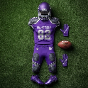 Custom Purple American Football Jersey <b>Padded</b> <b>Pants</b> Set Team Uniform Sportswear Wholesale Manufacturer Supplier - Product Image 5