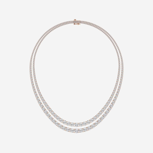 Collar de tenis de doble fila con 40 CTW de diamantes redondos cultivados en laboratorio, joyería de moda para mujer, cadena elegante y brillante - Product Image 1
