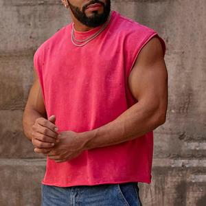 Débardeur unisexe vintage délavé à l'acide 100% coton de haute qualité avec broderie personnalisée respirant coupe oversize streetwear tricoté - Product Image 3