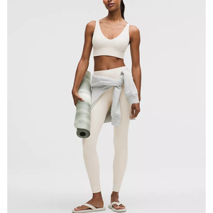 Conjuntos de Pantalones de Yoga de 2 Piezas, Cuello en V, Sin Tirantes, Frente Sólido, Tallas Grandes, Transpirables, de Secado Rápido, Poliéster/Algodón, Cintura Alta, Largo hasta la Rodilla - Product Image 3