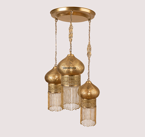 Lámpara Colgante Estilo Antiguo con Pantalla de Cúpula Egipcia, Diseño Redondo Hecho a Mano en Metal de Latón Premium - Product Image 5