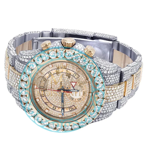 Reloj de cuarzo analógico de lujo para mujer con bisel de diamantes y esfera de cristal de zafiro, correa de acero inoxidable de 40 mm, cronógrafo con cierre plegable - Product Image 4