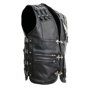 Gilet en cuir véritable pour homme, style vintage noir, en cuir de vachette naturel, sans manches, prix raisonnable, service OEM. - Product Image 6