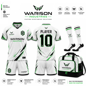 Wholesale Custom Football Kit White Gold Soccer Uniform Set Breathable Quick Dry Soccer Uniform Set With Custom Name And Number - Product Image 2