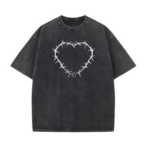 Wholesale Mens High Quality Oversized Acid <b>Wash</b> T Shirt Heavyweight Cotton Crew Neck Short Sleeve Stone Washed Tee Front Logo - Product Image 5