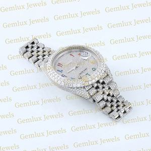 Probador de diamantes Pass de calidad superior, fecha automática, esfera árabe arcoíris D VVS, reloj de Hip Hop con diamantes de moissanita completamente helado para hombres - Product Image 4