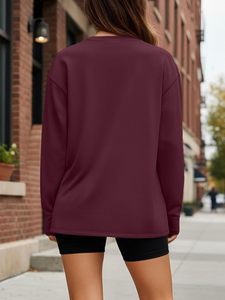 Camiseta de Manga Larga para Mujer, con Logotipo Personalizado, de Algodón, Cuello Redondo, Informal, Básica, Fabricante Mayorista OEM ODM - Product Image 6