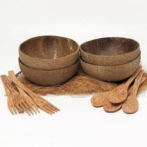 ชามกะลามะพร้าวพร้อมชุดช้อนแกะสลักเลเซอร์โลโก้ฟรี - Product Image 1