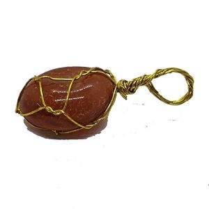 Colgante de Cristal Natural de Cornalina Roja Pulida con Envoltura de Alambre, Engaste de Bisel de Pirita, Amuleto Clásico de Moda, Piedra de Tendencia - Product Image 3