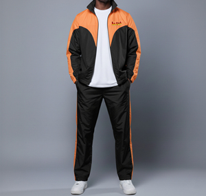 Conjunto Deportivo Cortavientos de Nylon 100% para Hombre, Estilo Urbano, con Logotipo Personalizado, Pantalón con Líneas Reflectantes y Chaqueta con Capucha y Cremallera, Impermeable - Product Image 1