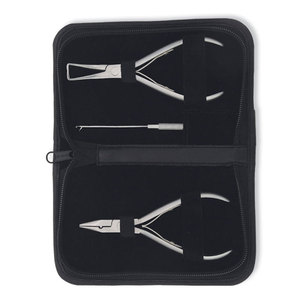 Wholesale Hair Extension <b>Plier</b> 2 Pcs Kit Stainless Steel Tape In Hair Extension <b>Plier</b> Removal <b>Pliers</b> <b>Set</b> with Zipper Pouch - Product Image 3