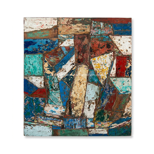 Mosaico Decorativo de Pared DIVADI Hecho a Mano con Madera de Barco Reciclada, Diseño Náutico Vintage de Acero Inoxidable, 5cm de Grosor - Product Image 4