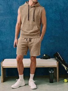 Ensemble court à capuche délavé à l'acide pour homme, tenue streetwear deux pièces, ensemble à capuche vintage délavé, ensemble court délavé à l'acide - Product Image 5