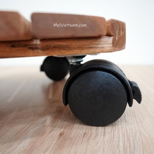 Modern 30x30cm Round Wooden Plant Caddy with Wheels Outdoor <b>Wheeled</b> Planter <b>Trolley</b> Mover Stand for Floor or <b>Shopping</b> Mall Use - Product Image 5