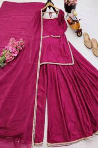 Ensemble Kurti et Palazzo en Soie Fandy avec Broderie Miroir et Dupatta Assortie – Tenue de Soirée Ethnique Élégante – Tailles M, L, XL, 2XL – Style Ethnique Tendance - Product Image 5