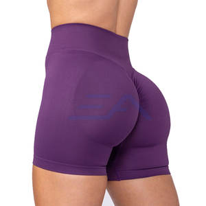 Shorts de sport pour femmes à taille haute respirants avec logo personnalisé, fabriqués en spandex/polyester, taille élastique - Product Image 3