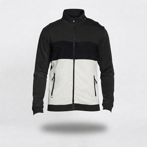 Custom Men's Black Tracksuits <b>Sets</b> Stand Collar Zipper Jacket Sweatpants Casual Breathable Polyester Cotton <b>Knitted</b> Autumn Wear - Product Image 3