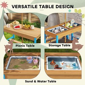 Set di mobili per bambini blu tema dinosauro tavolo da Picnic con ombrello pieghevole cuscini e scatole rimovibili - Product Image 5