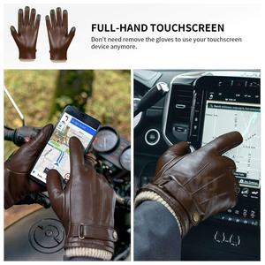 Nouveaux gants d'hiver pour hommes, personnalisés, en cuir, chauds, en laine, compatibles avec les écrans tactiles, gants de cérémonie thermiques - Cadeaux pour papa ou mari - Product Image 2