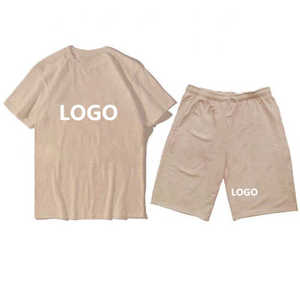 Conjunto de Verano para Hombre, Camiseta con Pantalones Cortos a Juego, Conjuntos Deportivos para Hombre, Camiseta y Pantalones Cortos de Algodón de Secado Rápido, Servicio Personalizado OEM - Product Image 3