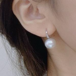 Boucles d'oreilles à crochet en perle naturelle de 11-12 mm, argent S925 avec placage or, comparable à la perle blanche australienne, cadeau de rétention, fabricant - Product Image 3