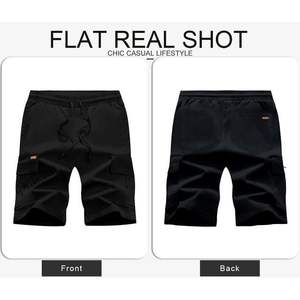 2025 hommes décontracté sportif taille haute Joggers pantalon Cargo Shorts tissé Polyester taille élastique cordon avec Logos - Product Image 5