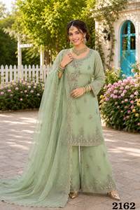 <b>Women</b>’s Rose Gold Beads Work <b>3</b>-<b>Piece</b> Ethnic <b>Suit</b> Set with Apple Cut Top, Matching Bottom and Designer Dupatta, Heavy Crepe Inner - Product Image 5