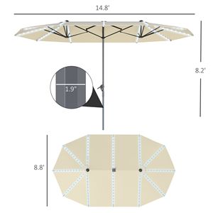 Ombrellone da Esterno Bifacciale Bianco Crema da 4,5 m con Luci Solari UPF50+ e Manovella in Alluminio Extra Large per Spazi Esterni - Product Image 3