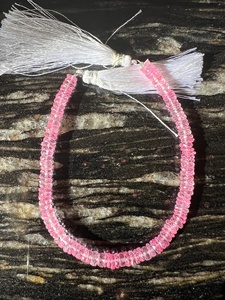 Natural Pink Topaz Faceted Heishi Tyre Shape Gemstone Beads for Jewelry Making 6-7mm Hot Pink Topaz <b>Stone</b> Beads in Wholesale - Product Image 4