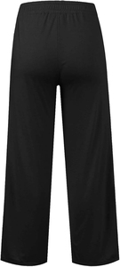 Plus Size Women's Wide Leg Pants Solid Color <b>Elastic</b> Waist Loose Fit Full Length Casual Mid Waist Black Pants - Product Image 1