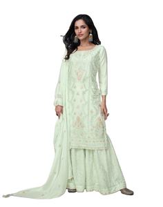 Último diseñador Chinon seda bordado secuencia trabajo Sharara traje por Fab Zone - Product Image 1