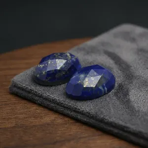 Pierre précieuse naturelle en lapis-lazuli bleu, taille ovale à motifs de damier, facettée, qualité supérieure, pour bijoux faits à la main - Product Image 4