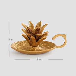 Décoration de table à manger, support de bougie en forme de lotus doré, 18 cm, décoration d'intérieur, support en métal résistant à la chaleur - Product Image 1