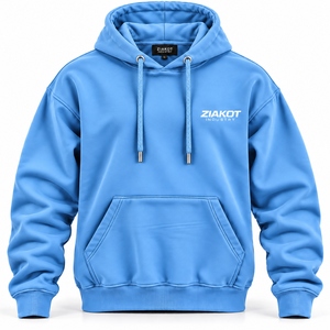 Sweat à capuche surdimensionné bleu ciel personnalisé pour homme, en molleton épais, qualité supérieure, streetwear, sweat-shirts vierges avec logo O - Product Image 1