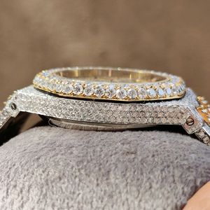 Montre analogique à quartz de luxe pour homme, en argent incrusté de diamants et de moissanite, avec cristal saphir, mouvement ETA, résistance à l'eau 10m, cachée - Product Image 5