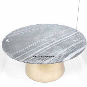 โต๊ะกาแฟโลหะแบบหนาพิเศษ วัสดุอลูมิเนียมหินอ่อน เฟอร์นิเจอร์สำหรับบ้าน ร้านอาหาร คุณภาพสูง รูปทรงกลม - Product Image 1