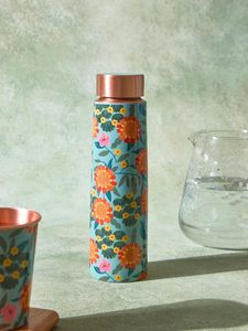Bouteille d'eau en cuivre chic vintage à motif bohème avec couvercle, portable pour l'extérieur - Product Image 6