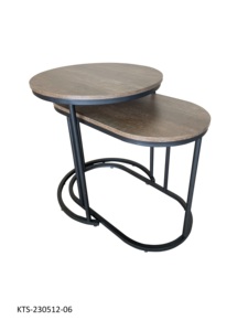 Best Selling <b>Set</b> of 2 Living Room <b>Nesting</b> Tea <b>Table</b> Steel Black <b>Coffee</b> <b>Table</b> Wood Top Modern 60/45 Cm - Product Image 1