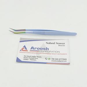 Volumen Punta múltiple con pinzas recubiertas de azul bebé Pinzas Dumont de acero inoxidable sostenible Extensión de pestañas Logotipo personalizado - Product Image 4