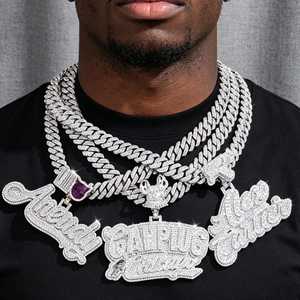 Hiphop 925 <b>Silver</b> Moissanite <b>Pendant</b> with Letter Design Rhodium Plated Themed Charm <b>Men</b> Everyday Wear - Product Image 4