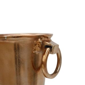Seau à glace vintage en métal, design rond avec poignées en anneau, durable, refroidisseur de boissons pour fêtes, finition or brossé, seau à glace sur piédestal - Product Image 6