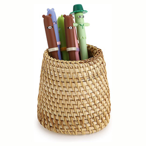 Highest quality weave rattan pen holder for desk organizations pencil <b>basket</b> pot <b>cheap</b> price - Product Image 5