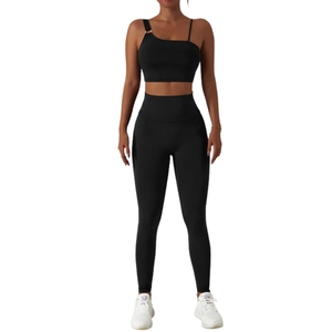 GC 2Pcs/Set Reversible Breathable Threaded <b>Seamless</b> Yoga Suit Sports Bra <b>Leggings</b> Peach Hip Trousers Fitness Yoga Sets Women - Product Image 6