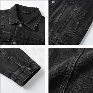 2025 Oem personnalisé en gros nouveau Design hommes coton à manches longues noir plaine Jeans vestes/moto Denim veste pour hommes - Product Image 4