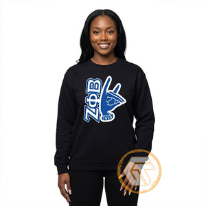 GREEK TREASURES Sweat-shirt décontracté pour femme en molleton de coton gris à col rond, brodé avec la lettre grecque Zeta Phi Beta, respirant - Product Image 1