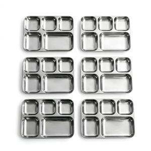 Platos Rectangulares de Acero Inoxidable con Compartimentos, Contenedor de Comida Rápida, Bandeja para Lonchera con Secciones Divididas - Product Image 1