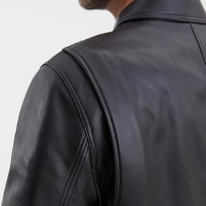 Veste de motard élégante en cuir véritable pour homme, logo personnalisé, haute qualité, vente en gros, tendance, OEM, sur mesure - Product Image 5